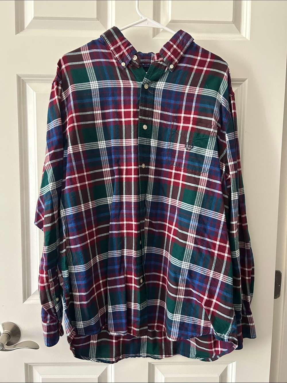 Chaps Men's Button-Down Plaid Shirt - Red, Green & Blue XL